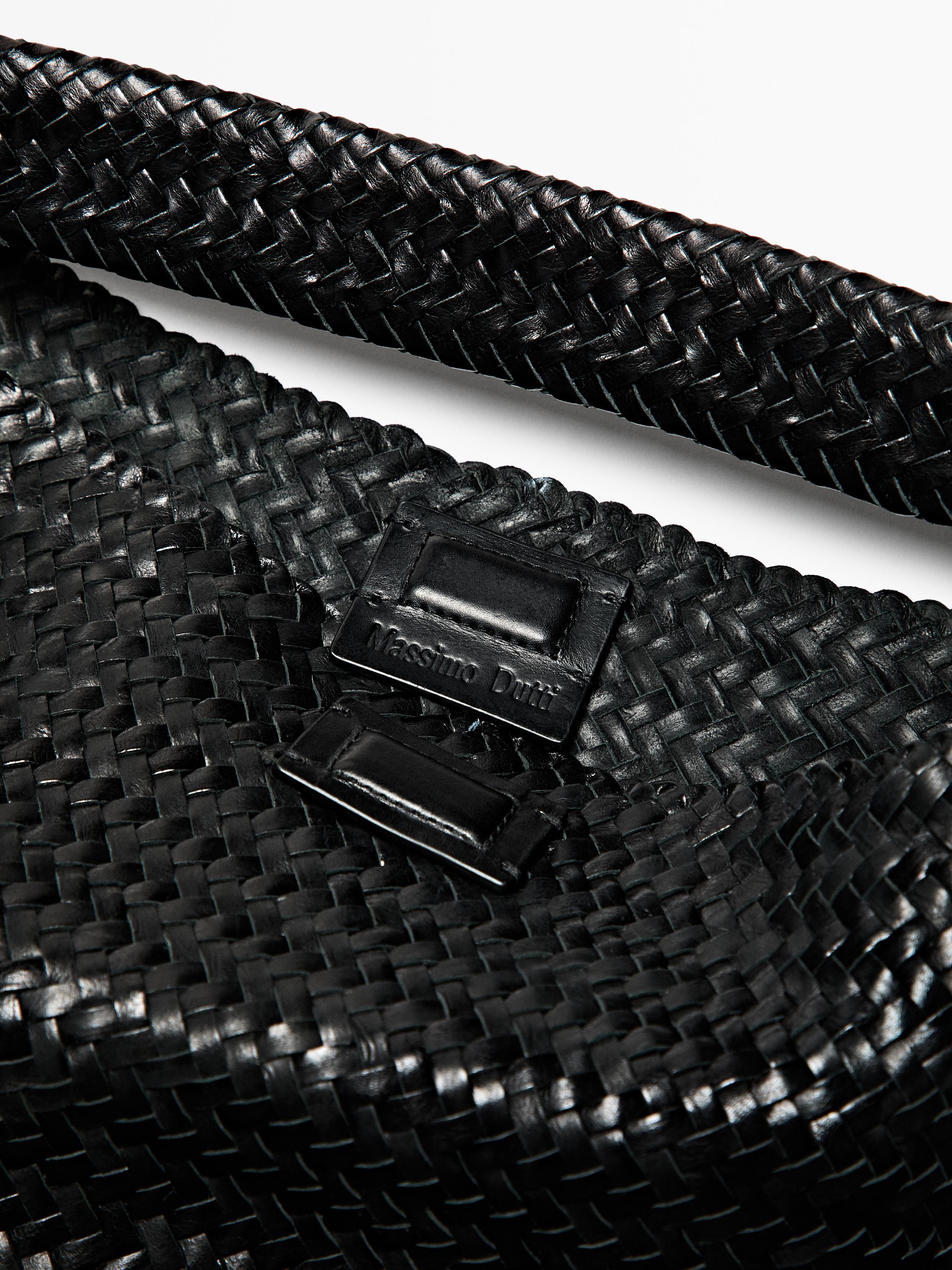 Nappa leather woven maxi tote bag